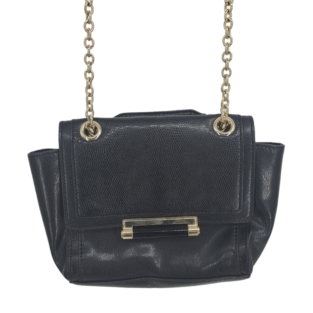 DVF Black Leather Chain Crossbody Bag Purse Rare